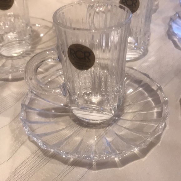 Aurea Italian crystal set with saucers BNWT - Picture 2 of 11